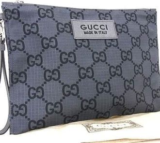 Gucci Gg Canvas Black Gray Gg Canvas Clutch Bag (Pre-Owned)