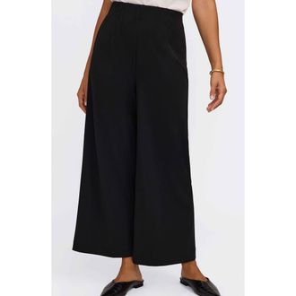 Foxcroft Arlette Wide Leg Crop Crepe Pants in Black at Nordstrom, Size X-Large