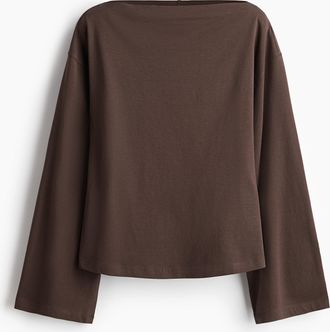 H&M Baumwollshirt mit U-Boot-Ausschnitt - Brown