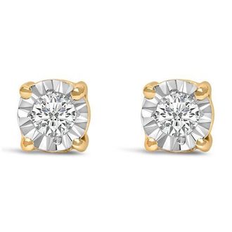 House of Brilliance Silver 1/10 Cttw Lab Grown Diamond Miracle-Set Stud Earrings in Yellow at Nordstrom