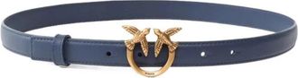 Pinko Love Berry H2 Belt Vitello Set - Dames - Riemen - Blauw - XS - Leer - Accessoires