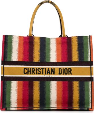 Dior Pre-owned Womens Book Tote Striped Canvas - Brown Textile - One Size