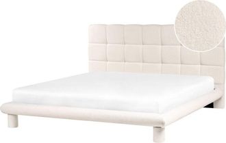 Beliani Bed Boucle CRESSAT 180 x 200 cm (EU Super King) Off-White