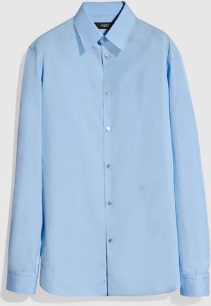 Gucci Piece Dyed Cotton Poplin Shirt, Size 15++, Blue