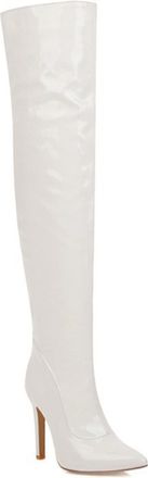 Generic White,4.5 UK,Womens Patent Leather PU Thigh High Boots Pointy Toe Side Zippe Stiletto High Heel Over The Knee Boot Party Club Dress Shoes