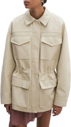 Mango Oversize Cotton Jacket in Ecru at Nordstrom, Size X-Small