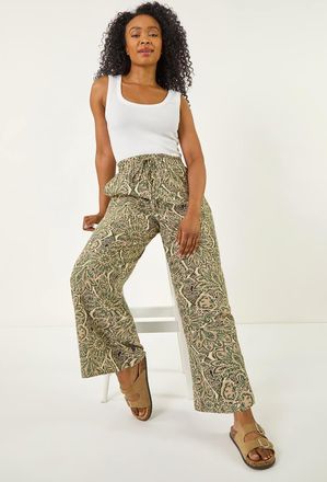 Roman Paisley Print Wide Leg Trouser