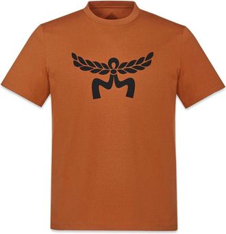 MCM Mcm, Tops, unisex, Bruin, L, Katoen, T-shirt met Laurel-logo gemaakt van biologisch katoen