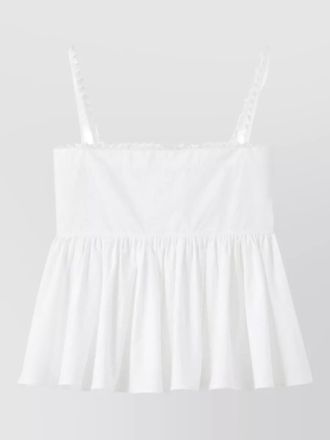 Jacquemus cotton v-neck ruffled short-sleeve top