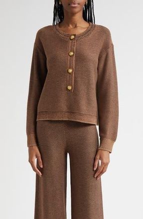 L'agence Hadassah Loop Knit Henley in Camel Multi/Gold at Nordstrom Rack, Size Xx-Small