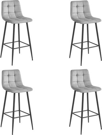 OEM Taburete Arceto - Terciopelo Gris Plata / Patas Negras X 4