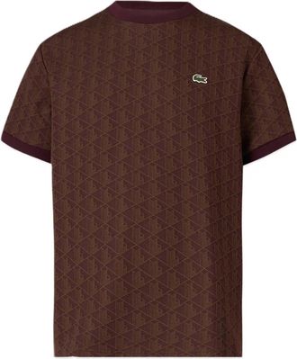Lacoste T-Shirt con Monogramma - - Tops - Uomo - Marrone - XL