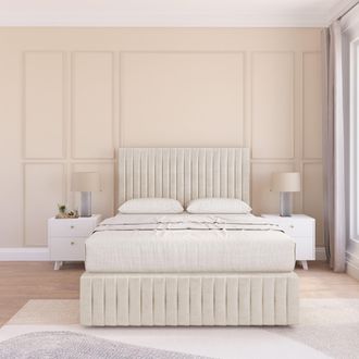 Sloomy Madison Plush Bed Set, No Drawers Mattress & 54 Headboard in Cream | Size: Small Double