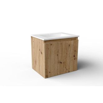 Adema Cadence Wastafelonderkast - 60x55x40cm - ondiep - 2 deuren - greeploos - rustiek eiken