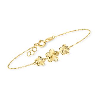 Canaria Canaria Italian 10kt Yellow Gold Flower Trio Bracelet
