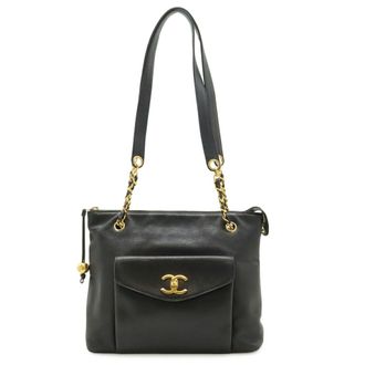 Chanel Black Grained Calfskin Shoulder Bag Tote Bag (Pre-Owned)