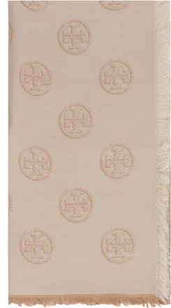 Tory Burch Womens Scarf Camel Silk-Wool Scarfs
