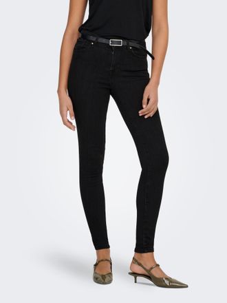 Only Skinny-fit-Jeans ONLY ONLPOWER MID PH UP SK DNM REA3659 NOOS, Damen, Gr. XL (42), L&auml;nge 32, schwarz, Denim/Jeans, Obermaterial: 92% Baumwolle, 6% Poly