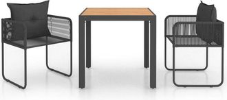 vidaXL Set De Comedor De Jard&iacute;n De 3 Piezas Pvc Rat&aacute;n Negro Y Marr&oacute;n Vidaxl