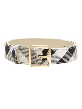 Burberry Leren riem met tartan ruit - Beige