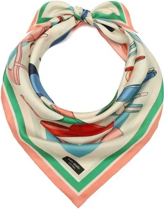 Kate Spade New York shoes print silk square scarf in Ivory Multi at Nordstrom