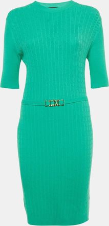 Love Moschino Green Knit Belted Midi Dress