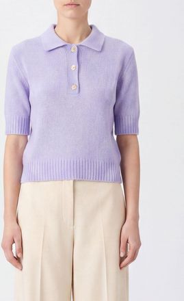 Lisa Yang Short-Sleeved Knit Polo in Cashmere and Silk