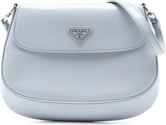 Prada Pre-owned Womens Mini Brushed Leather Cleo Flap - Light Grey - One Size