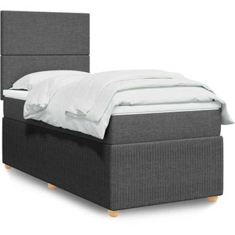 vidaXL Cama Box Spring Con Colch&oacute;n Tela Gris Oscuro 80x200 Cm Vidaxl