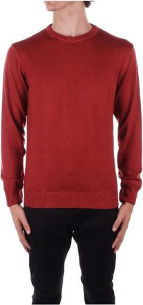 Woolrich Bruine Trui met Logo aan de Voorkant - Heren - Ronde hals truien - Bruin - S - Wol - Truien & Vesten