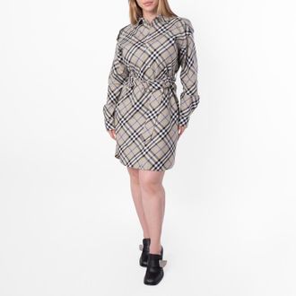 Burberry Check Cotton Shirt Dress, Brand Size 12 ( US Size 10 )