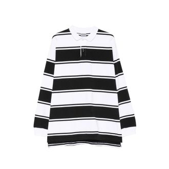 Balenciaga Striped Logo-patch Polo Shirt