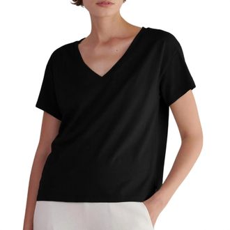 Velvet Venice V-Neck Tee In Black