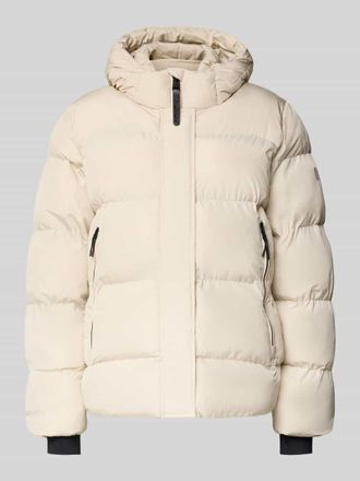 Superdry Steppjacke mit verdecktem Reißverschluss und Kapuze in Offwhite, Größe XL