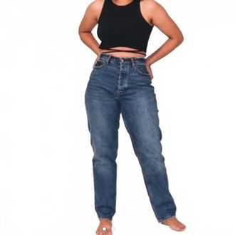 Abercrombie & Fitch Vintage Stretch Denim High Rise Dad Jeans In Blue