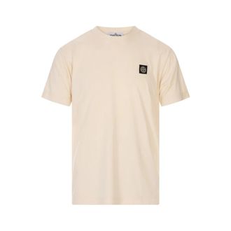 Stone Island T-Shirts, male, White, Size: XL 60/2 Cotton Jersey T-Shirt