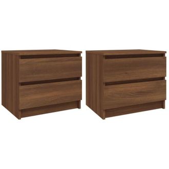 vidaXL Mesita De Noche 2 Uds Contrachapado Roble Marr&oacute;n 50x39x43,5 Cm Vidaxl