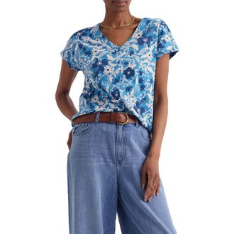 Seasalt Cornwall Studio Glass Organic Cotton Button-Up Top in Winding Meadow Sailboats at Nordstrom, Size 18 Us