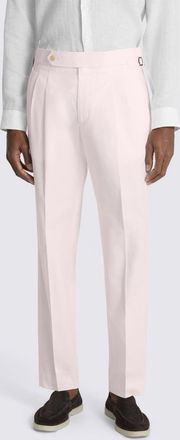 Moss Pale Pink Cotton Pleated Trousers