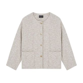 Emporio Armani Blazers, female, White, Size: XS Boucl&eacute; jacquard jersey jacket