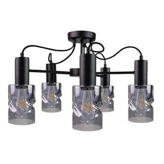 Netlighting Inger Multi Arm Semi Flush Ceiling Light Black 60cm 5x E27