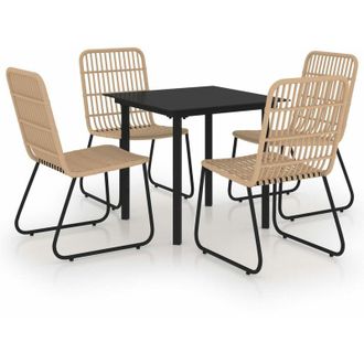 vidaXL 5 Pcs Juego De Comidas Para Vidrio De Vime Pe E