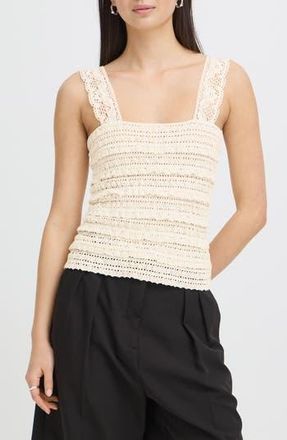 Ichi Open Knit Tank Top in Cloud Dancer at Nordstrom Rack, Size X-Small