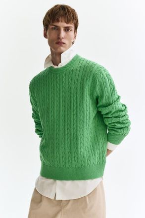 H&M Regular Fit Cable-knit Jumper in Green at Nordstrom, Size Xx-Large