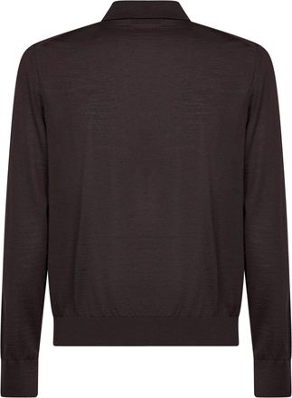 Prada Mens Polo Shirt Dark Brown Virgin Wool T-shirts And Polos