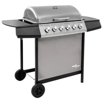 Berkfield Home Gas BBQ Grill with 6 Burners Black & Silver (FR/BE/IT/UK/NL only)