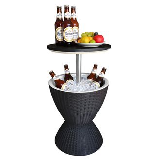 Relaxdays Relaxdays Mesa Auxiliar Con Refrigeraci&oacute;n, 30 L, Cool Bar, Alto X &Oslash;: 57 X 48,5 Cm, Regulable, Rat&aacute;n, Mesa Alta, Negra