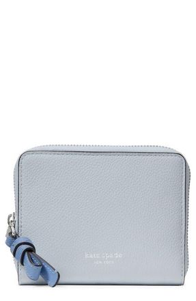 Kate Spade New York small loop colorblock pebbled leather zip wallet in Pale Sapphirine at Nordstrom