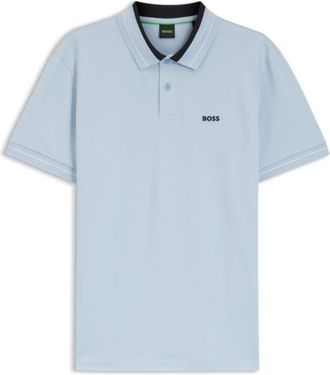 BOSS Stripe-trim polo shirt in stretch cotton