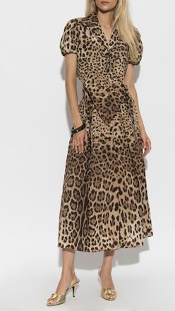 Dolce & Gabbana Animal Print Skirt, Womens, Brown